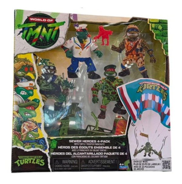 Pack de 4 Sewer Heroes con paracaídas TMNT classic